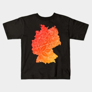 Colorful mandala art map of Germany with text in red and orange Kids T-Shirt